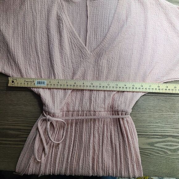 NEW ASOS Dress 8 Tall‎ Dusty Pink Textured Knit Short Sleeve V-Neck Pleated Midi - Picture 10 of 13